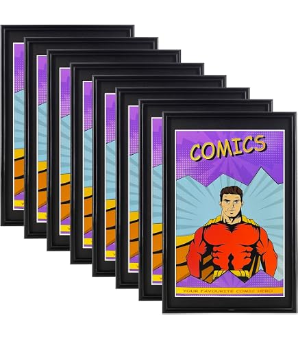 Comic Book Frame 4 Pack – UV Protection, Fits Comics Up To 6 3/4 X 10 1/4, Wall Or Tabletop Display – Black