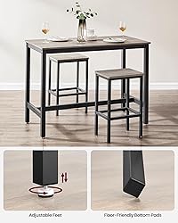 VASAGLE Bar Table Set, Bar Table with 2 Bar