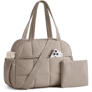 BAGSMART Small Gym Bag for Women, 2 Set Travel Duffel Bags, Camel | 20L small gym bag, cute duffle bag for travel, lightweigh
