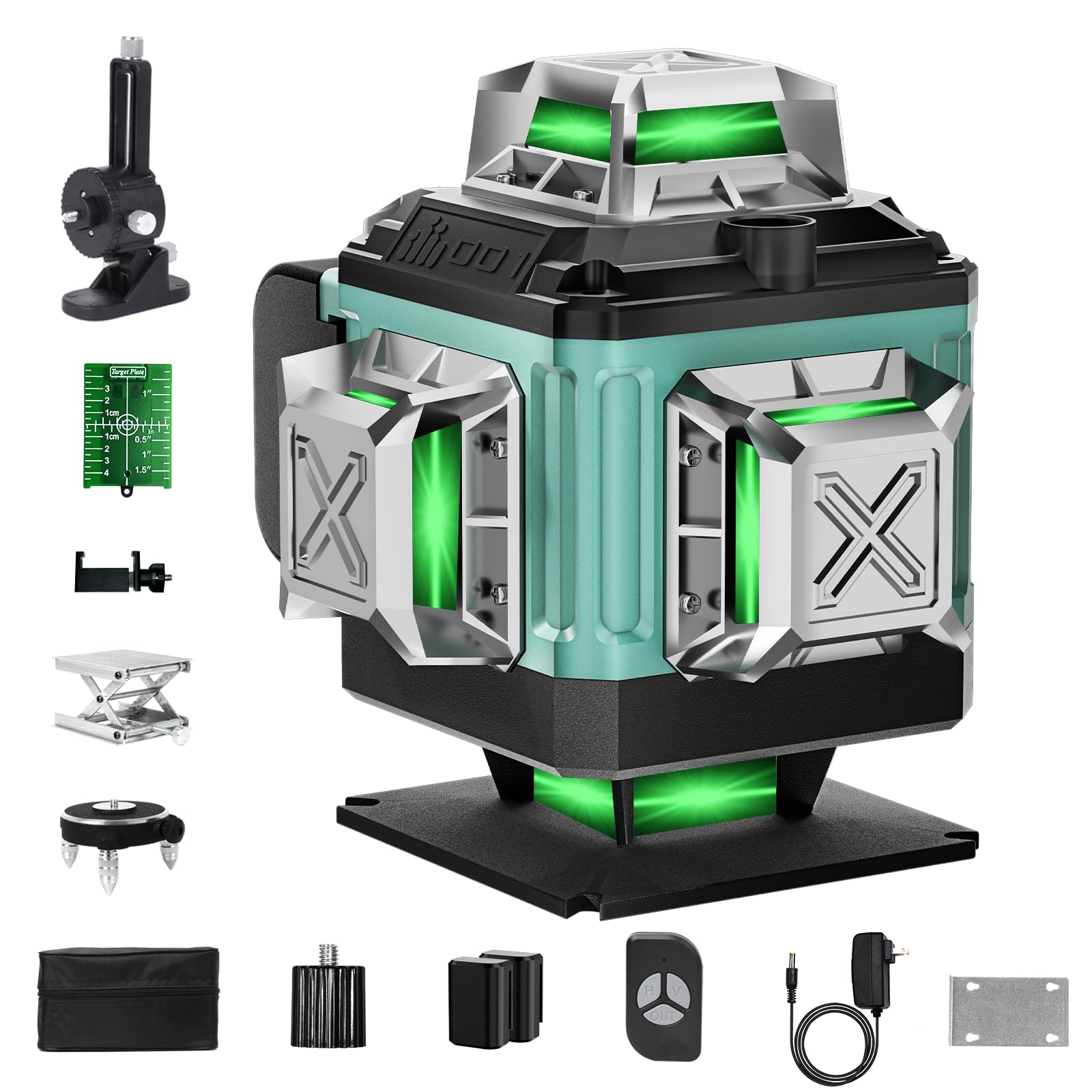 Photo 1 of 16 Lines Laser 360 Level Self Leveling, 4x360° Professional 4D Green Cross Line laser Level for Construction and Picture Hanging with 2 Batteries,Magnetic Bracket & Remote Control