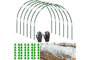XSXYLERSEN Garden Hoops for Raised Beds,6 Sets of 8ft Greenhouse Hoops for Garden Netting,Greenhouse Hoops Grow Tunnel,Flexible Fiberglass Plant Support Hoops for Outdoor,with Gloves and Clips (36pcs)