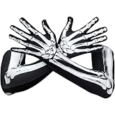 AXBXCX Skeleton Gloves Full Finger Wrist Bone Skull Gloves Halloween Long Arm Length Dance