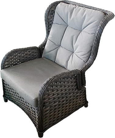 Amazon De Finehome Xxl Comfort Relaxsessel Flachrattan Ohrensessel Polyrattan Inkl Polster Verstellbare Ruckenlehne Gartensessel Rattansessel
