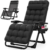 Suteck Zero Gravity Chair, Reclining Camping Lounge Chair w/Removable Cushion, Upgraded Lock and Cup Holder, Reclining Patio