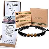 THEMEROL Natural Crystal Bracelet for Teen Boys/Men-Pull Out Gift Box Especially for Son/Grandson/Dad/Love on Birthday/Graduation/Fathers Day/Anniversary