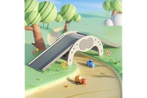 LUUYOUU Children's Indoor Climbing Slideway Swing Playground 4-in-1 Function: Slide, Rock Climbing, Balance Board and Cradle Safe and Solid Montessori Toys White（1 Climbing Frame+2 Sliding Plate）