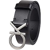 Calvin Klein Men’s CK Monogram Cut Out Buckle Belt – Casual Belt for Jeans & Everyday Wear