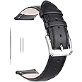 Berfine 18mm 20mm 22mm Calf Leather Watch Band, Extra Soft Watch Strap for Men Women