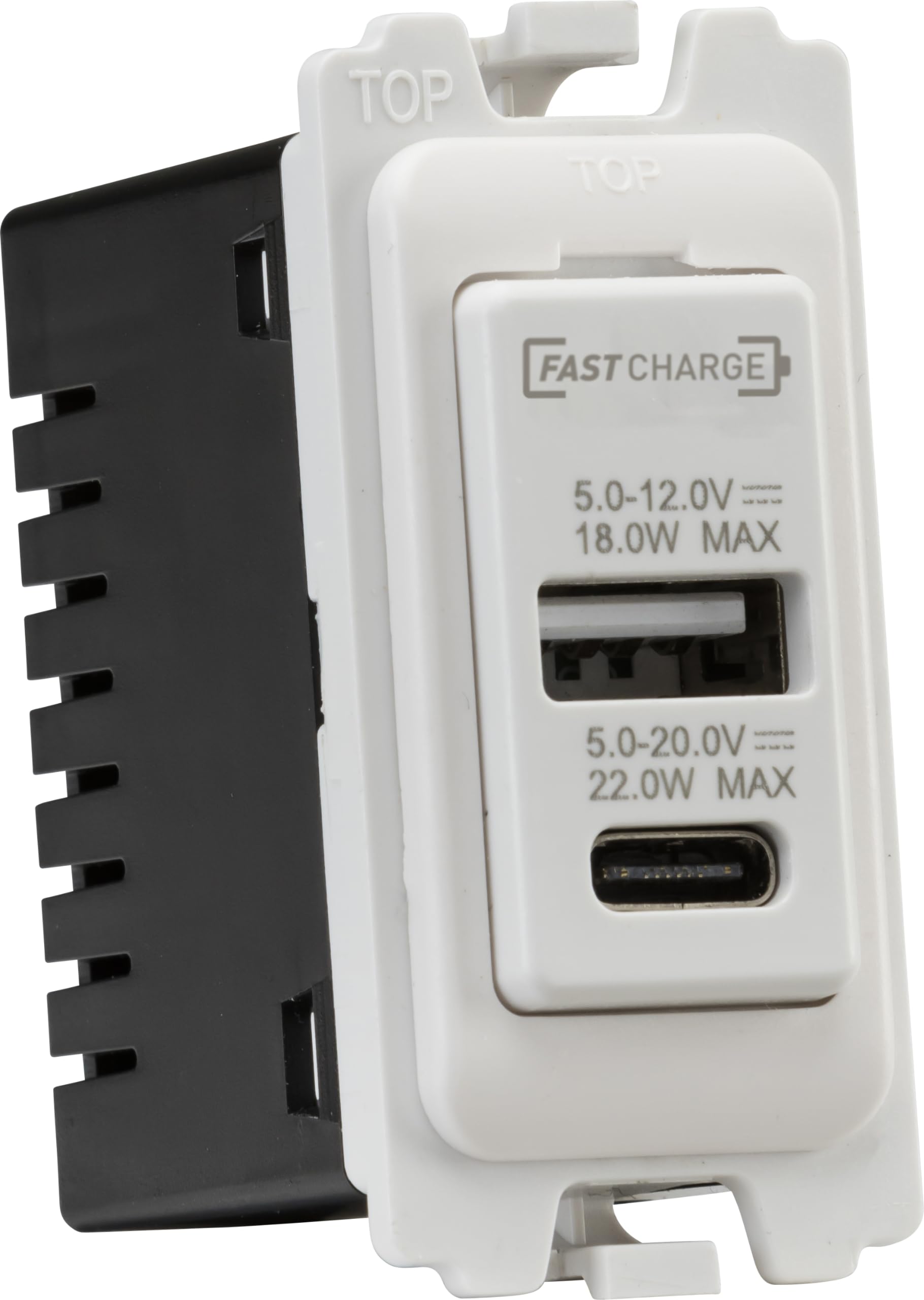 Knightsbridge Dual USB A+C Module 20V DC 1.1A [22W FASTCHARGE]