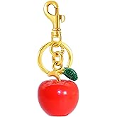 Atifober Cherry Fruit Keychain Gold Bag Charms for Handbags Glitter Cherry Key Chain Cute Metal Purse Charms Gold Silver