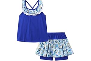 LittleSpring Little Girls Summer Outfits Floral Tank Top and Shorts 2 Pcs Clothes Set