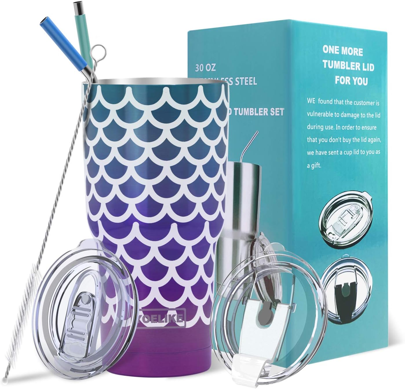 30 oz Stainless Steel Double Wall Vacuum Insulated Mermaid Tumbler