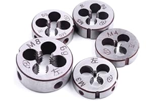 Atoplee 5pcs Metric Die Wrench Set Left Hand Thread Hand Machine M3*0.5mm M4*0.7mm M5*0.8mm M6*1.0mm M8*1.25mm