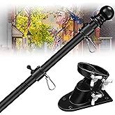cogardenshower House Flag Pole Kit - 5ft Tangle Free Flag Pole Holder for Outside House - Heavy Duty Stainless Steel Flag Poles for 3x5 Flags Outdoor,Metal Porch Flagpole with Bracket - Black