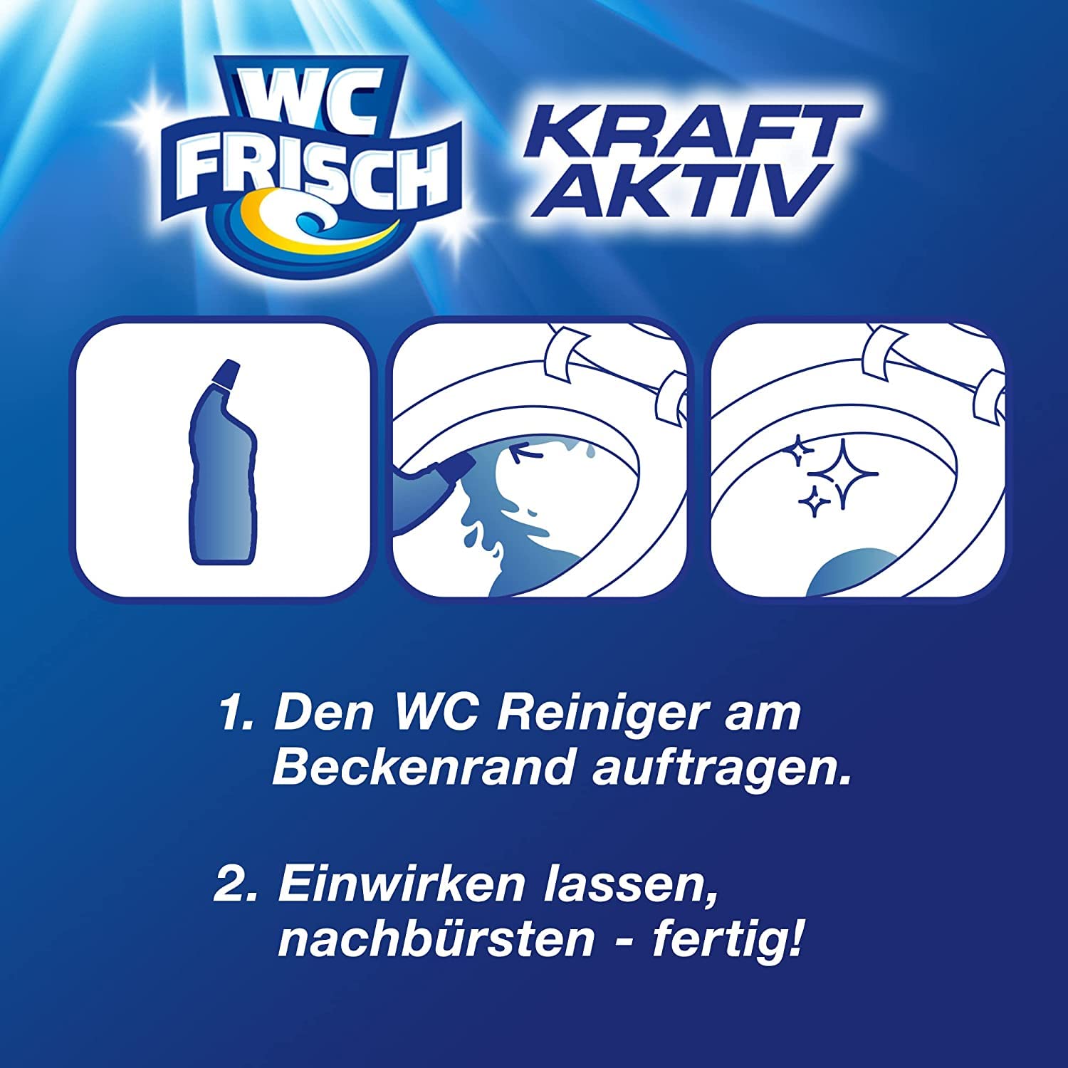 WC FRISCH WC Reiniger Gel Ozeanfrische (750 ml), WC Reiniger mit Lufterfrischer-Effekt, Toilettenreiniger sorgt für hygienische Frische, mit 4-fach Aktivstoff-Kombination 7