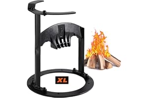 Juvoery XL Firewood Kindling Splitter Stand with Cover - Cast Steel Manual Log Splitter Wedge, Heavy Duty Wood Splitter Tool, Safe Easy Kindling Firewood Cutter Cracker Portable, 12 LBS (Black)