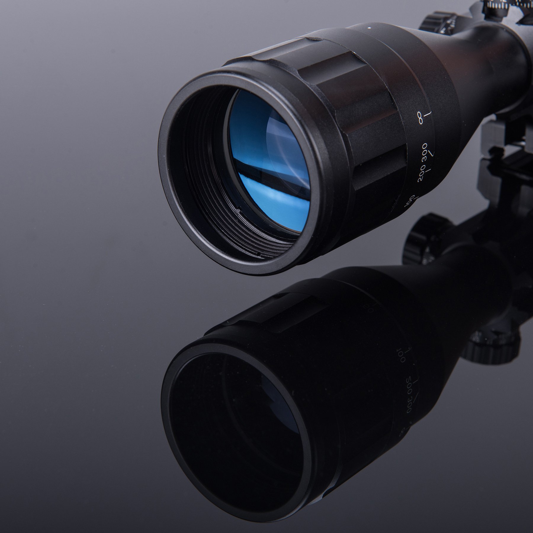 HIRAM 416x50 AO Rifle Scope Combo with Green Laser, Reflex Sight, and