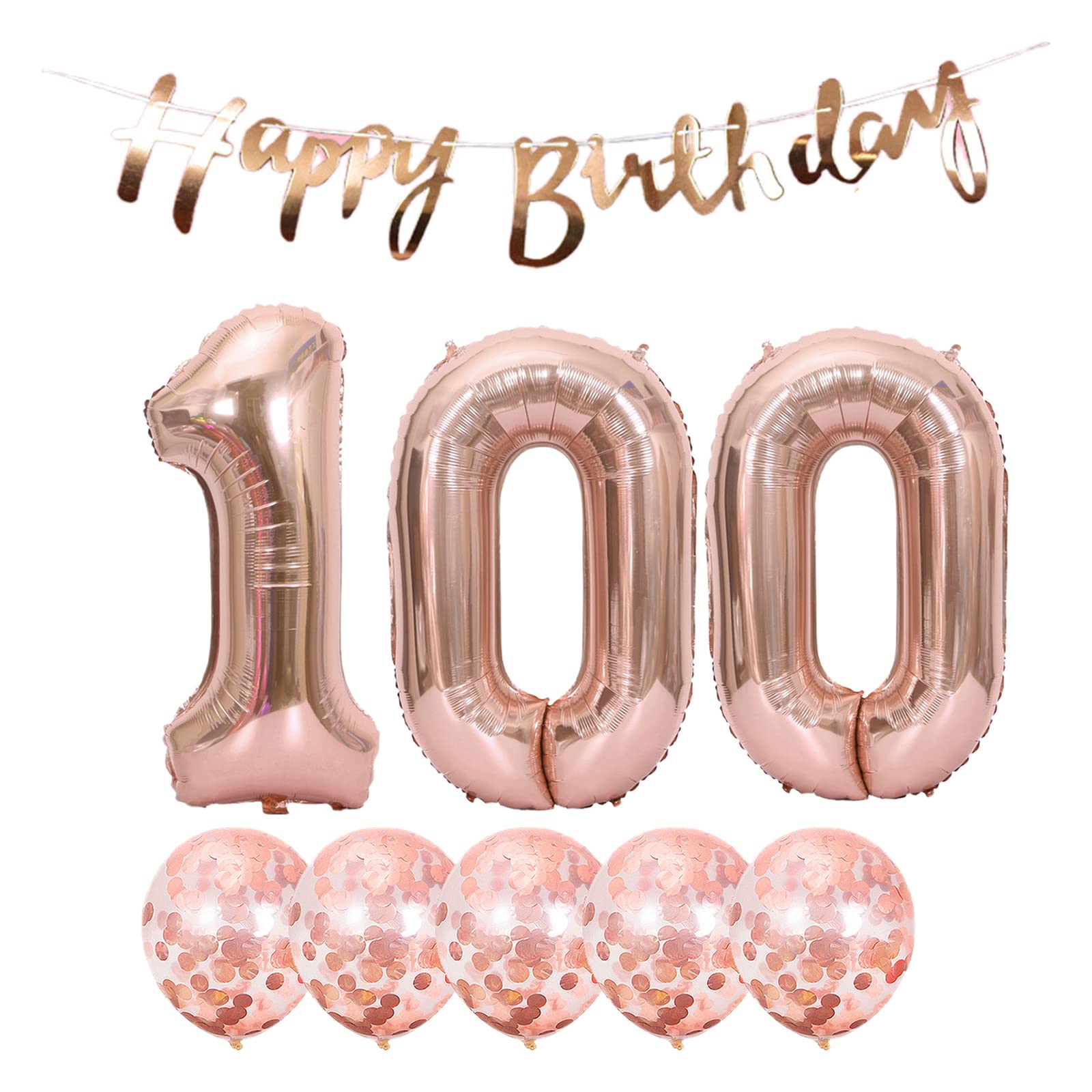 Photo 1 of 100th Birthday Decoration Happy Birthday Banner Balloons 100 Years Old Birthday Party Supplies Helium Balloons Number 100 Balloons Latex Balloon Foil Balloon, 100th Rose Gold Birthday Party Decoration