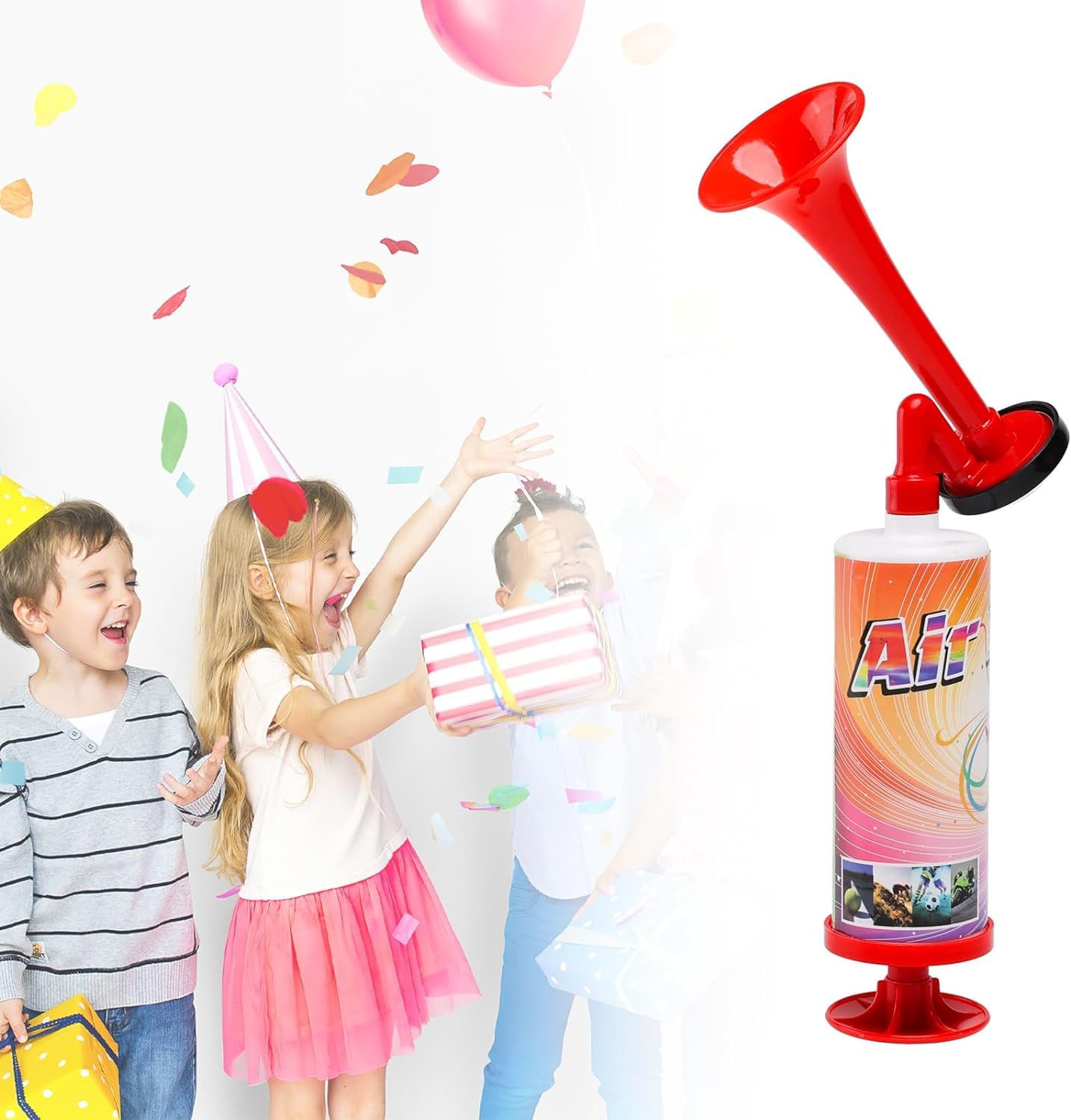 FARBIN Loud Air Horn Handheld Pump Air Horn Noisemakers for Kids Birthday Party, Football Match Sporting Events, Festival Celebrations, Fog Warning Horn Trump, 2pcs (Mini handheld horn 2pcs)