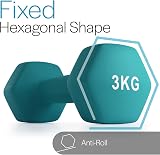 Core Balance 3kg Hex Dumbbell Pair Teal Neoprene Cast Iron Core Balance view 2
