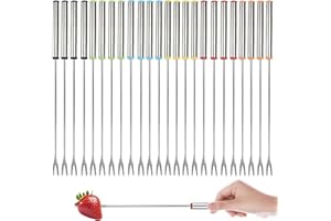 RivGld 18Pcs Stainless Steel Fondue Forks Set – Heat-Resistant Handles for Cheese, Chocolate, Marshmallows & Meat,9.5 Inch, 6