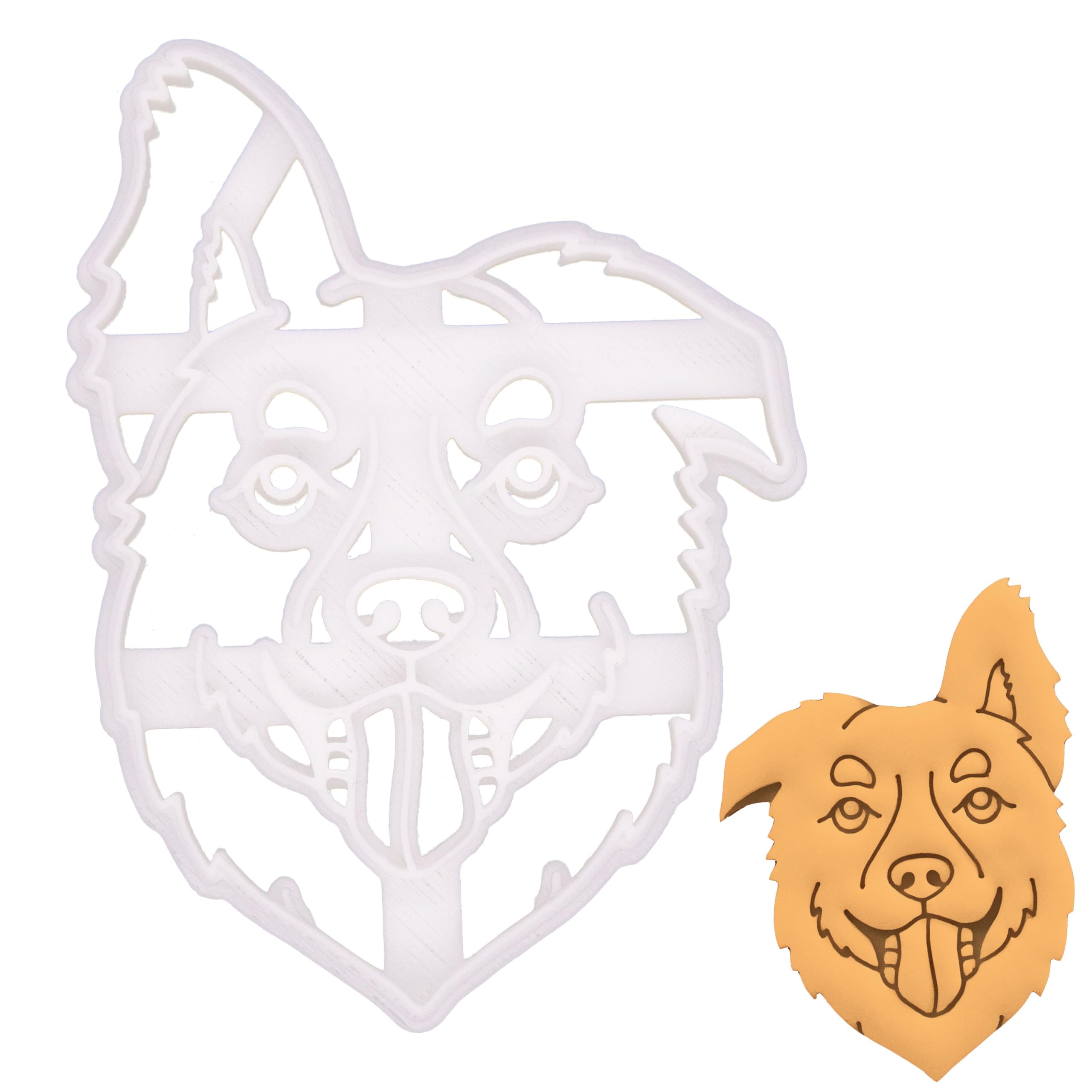 BAKERLOGY Australian Shepherd Face Cookie Cutter - Detailed Biscuit Cutter Design for Baking and Crafts, Ideal on Fondant, Dough, Clay