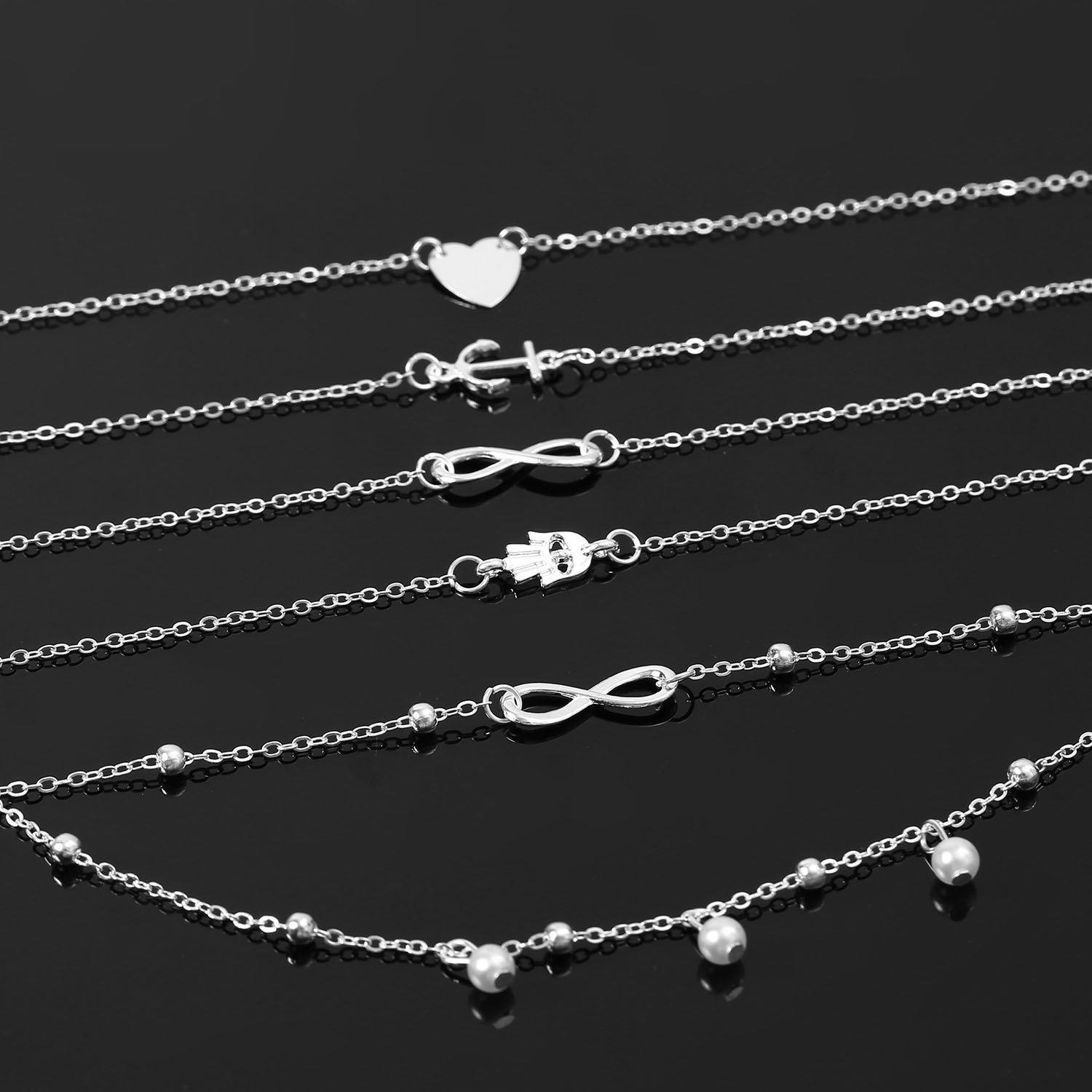 Opino Women Different Shape Fashion Beach Barefoot Ankle Jewelry Chain Anklet