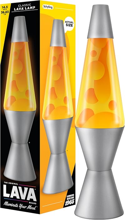 Lava Lamp 14.5 Original Motion Lamp Orange Yellow with Silver Base