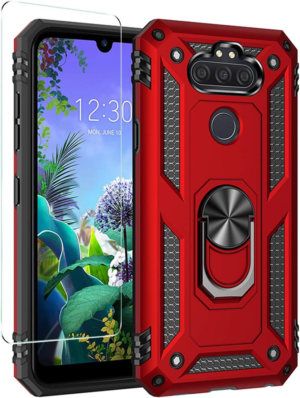 DagoRoo Compatible for LG Aristo 5 case with Tempered Glass Screen Protector, LG K31/Aristo 5+/LG Phoenix 5/Fortune 3/LG K8X/K300 Military Grade Shockproof Protective (JS-Red)