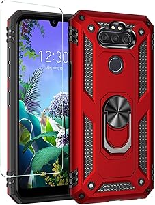 DagoRoo Compatible for LG Aristo 5 case with Tempered Glass Screen Protector, LG K31/Aristo 5+/LG Phoenix 5/Fortune 3/LG K8X/K300 Military Grade Shockproof Protective (JS-Red)