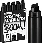 ARTISTRO 5 Black Acrylic Paint Pens Jumbo Tip Water-Based Multisurface