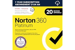 Norton 360 Platinum 2026, Antivirus software for 20 Devices – Includes Advanced AI Scam Protection, VPN, Dark Web Monitoring & PC Cloud Backup [Download]