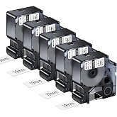 5 Pack Compatible for DYMO 18489 Flexible Nylon Label Tapes 3/4" x 11.5' | Black on White 19mm x 3.5m Work with Rhino 4200 5000 5200 6000 Industrial Label Makers