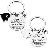 Tondiamo 2 Pcs Best Friend Funny Keychains for Women Cute Ghost Bestie Gifts Long Distance Stuff for 2 Christmas Halloween Gifts for Friends