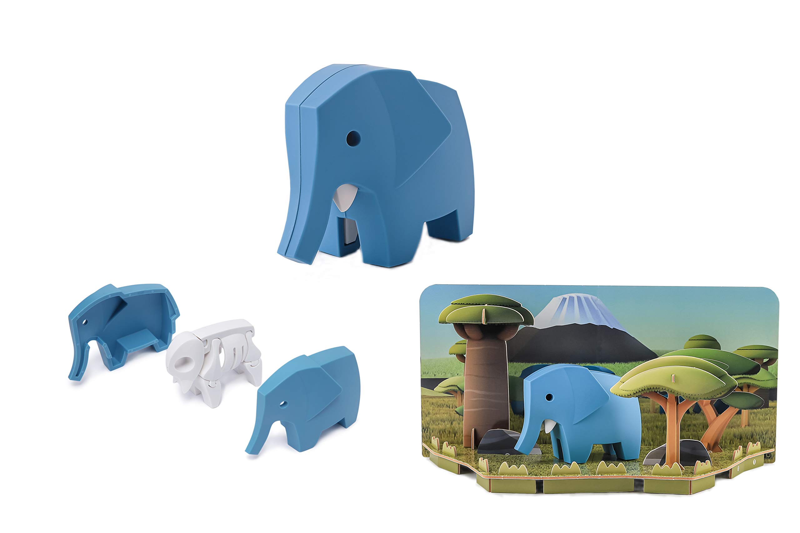 HALFTOYS HA004 Collectibles Magnetic Animals Play Sets, 3D Jigsaw Puzzle Blocks, STEM Educational Take Apart Toys Gift for Toddler & Kids 3+ Years (Elephant)