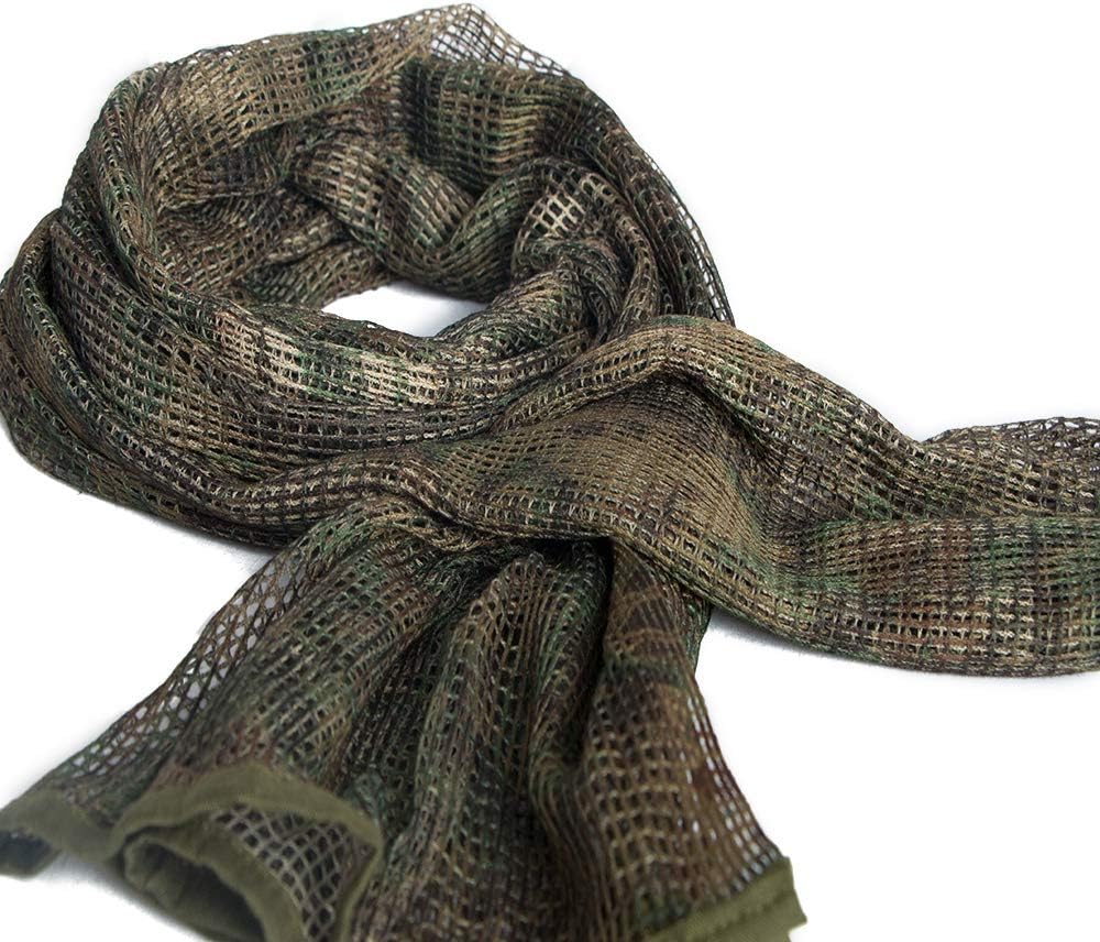 IRQ Tactical Military Neck Scarves Camo Men Scarves Ghillie Sniper Veil Desert Shemagh Scarf Knitting Mesh Net Head Face Wrap for Wargame