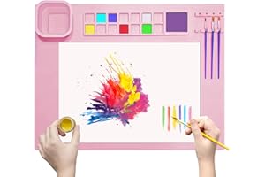 SOQKEEN Silicone Painting Mat 20"x16" Silicone Craft Mat with Detachable Cup Collapsible Non-Stick Art Mat Silicone Beading M