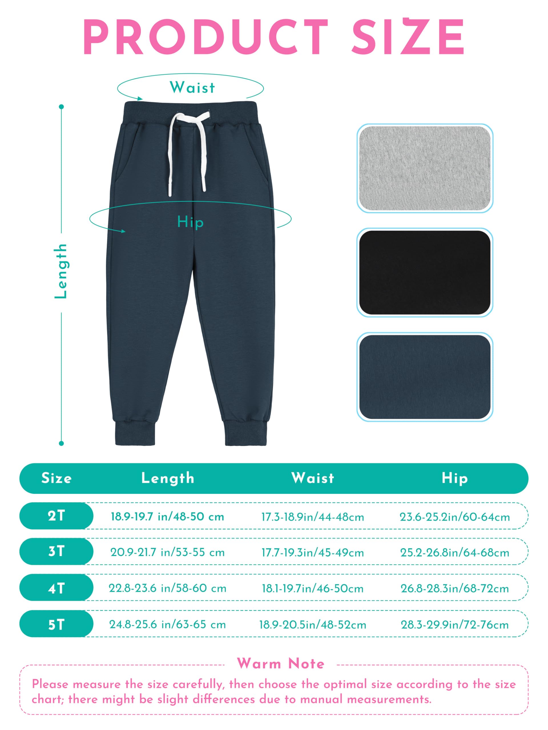 Resinta 3 Pack Toddler Boy Sweatpants Cotton Boys Athletic Joggers Pants Kids Sweats Pants with Pocket Workout Clothes