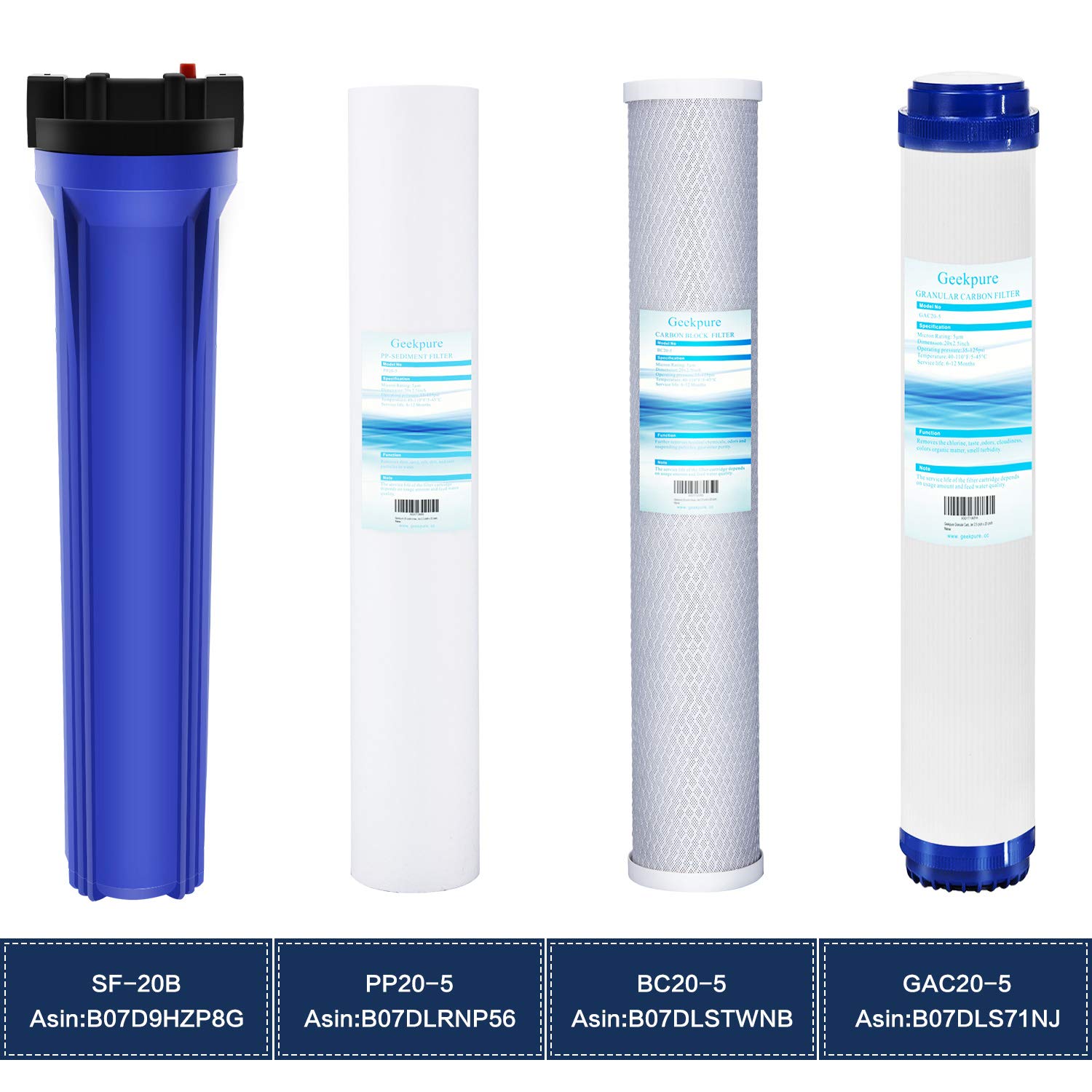 PP Sediment Filter Geekpure 20Inch Standard Slim Line Polypropylene PP