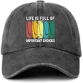 GOSJINNK Funny Golf Theme Distressed Washed Black Baseball Cap Life is Full of Important Choices Printed Cotton Adjustable Baseball Hat for Men Women Great Birthday Gift for Dad Mom Friend Coworker