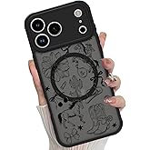 MOWIME Magnetic for iPhone 17 Pro Max Case [Compatible with MagSafe] Cute Western Cowboy Floral Translucent Matte Hard Back Shockproof Anti-Scratch Phone Case-Black