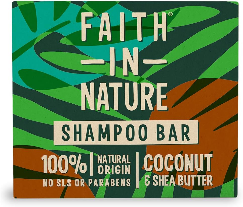 Faith In Nature Natural Coconut & Shea Butter Shampoo Bar, Hydrating, Vegan & Cruelty Free, Paraben and SLS Free