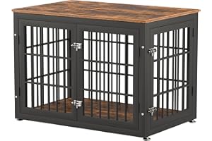 rehomerance 38 Inch Heavy Duty Dog Crate Furniture for Large and Medium Dogs, Decorative Pet House End Table, Wooden Cage Kennel Furniture Indoor, Rustic Brown
