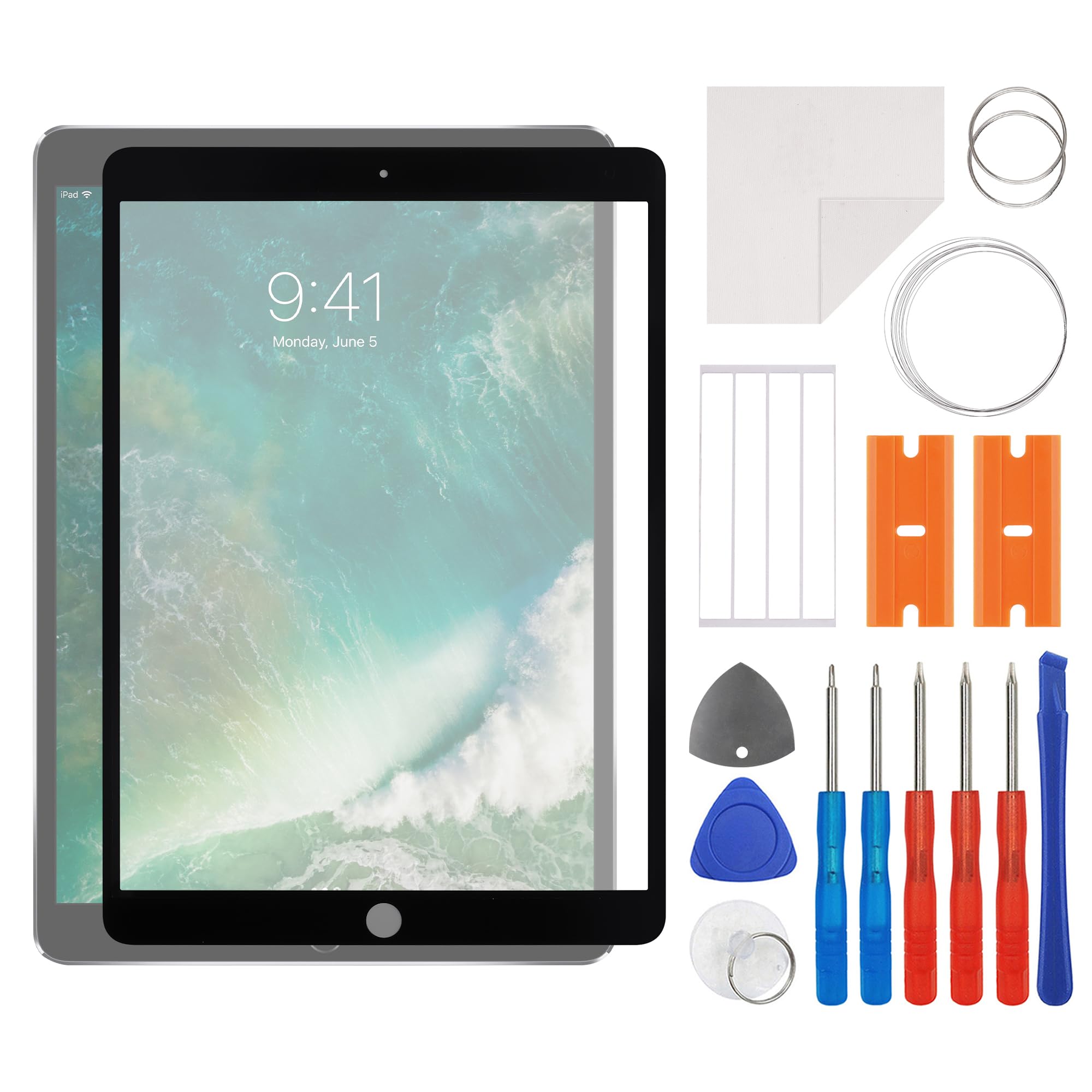Photo 1 of SWARK New Front Screen Glass Outer Panel Lens Replacement Compatible with iPad Pro 10.5" A1701,A1709,A2153,A2123 with OCA Upgraded Repair Kit- No LCD Screen and Touch Digitizer