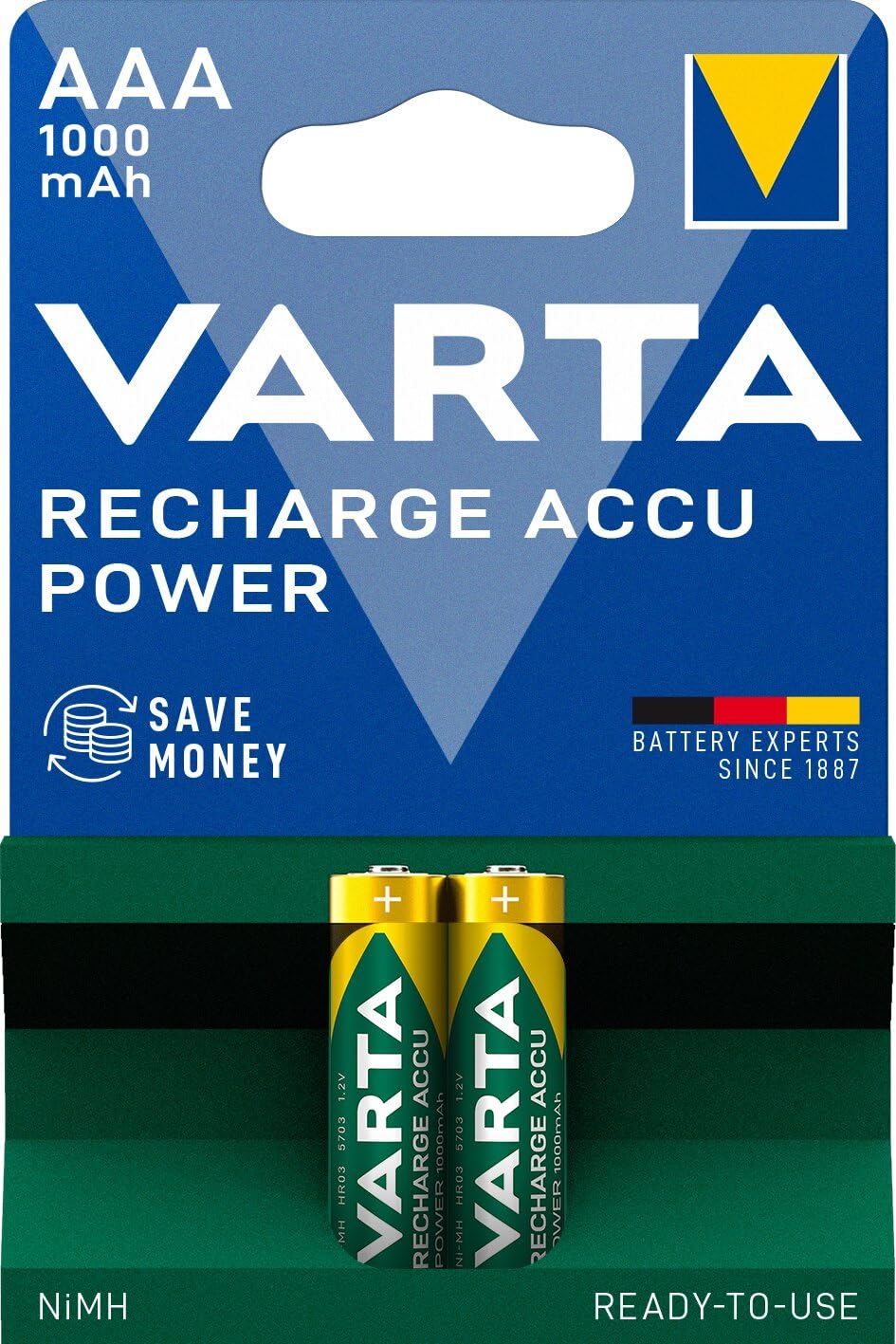 Varta Rechargeable Batteries Photo Accu NiMH 1.2 Volt 2 x AAA Pack โ image 1