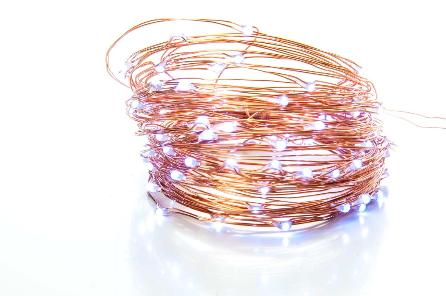 100 LED Fairy Lights 10.5M Now with 105 LEDs 8 Function USB Power Supply Copper & Black Wire S4U (Copper Wire String Lights - Cool White)