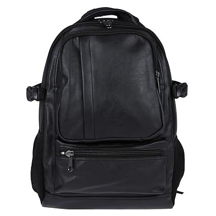 Fur Jaden Black Artificial Leather Laptop Backpack Bag for Men