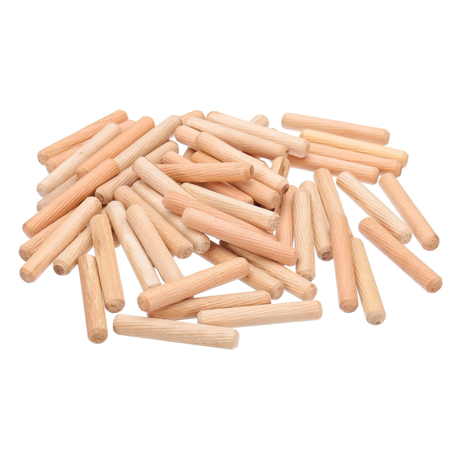 PATIKIL 2/5 Wooden Dowel Pins, 212 Pcs M10x60mm Wood Dowel Pins Hardwood Pegs Fluted Groove Easy Insertion for Crafts Furniture Door Art