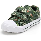 K KomForme Toddler Boys & Girls Shoes Kids Canvas Sneakers with Cartoon Dual Hook and Loops