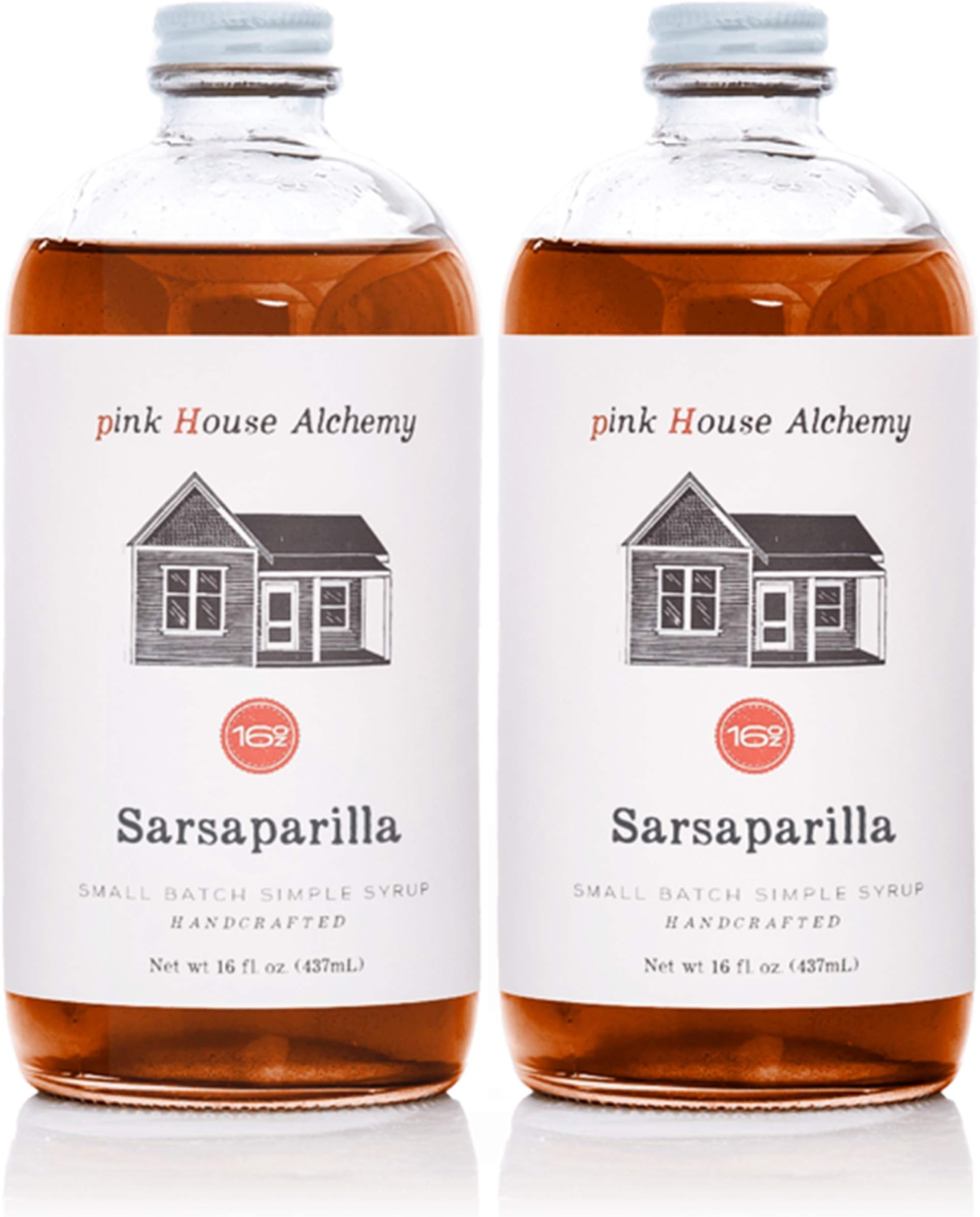 PINK HOUSE ALCHEMY Sarsaparilla Simple Syrup 2 Pack / 16 OZ Bottles for Coffee, Cocktail, Mocktail, Non Alcoholic Drinks, All-Natural Non-GMO (SAR2)